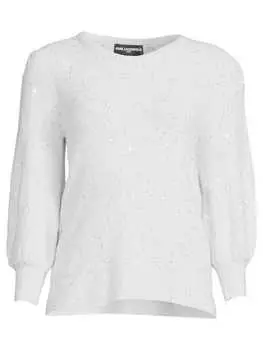 Свитер Karl Lagerfeld Paris с пышными рукавами и пайетками, белый