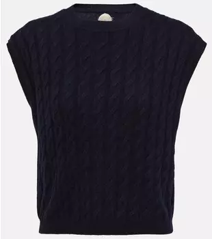 Свитер кашемировой вязки косами JARDIN DES ORANGERS, синий