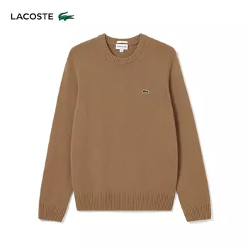 Свитер кашемировый Lacoste с круглым вырезом, хаки