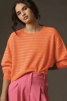 Свитер кашемировый укороченный Pilcro Alani с круглым вырезом, оранжевый