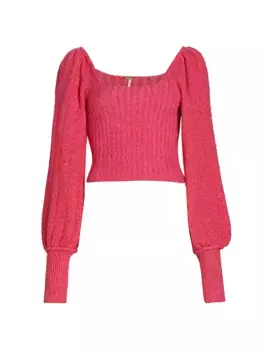 Свитер Katie из смесового хлопка Free People, цвет magenta cherry combo