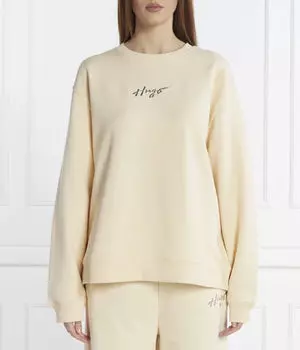 Свитер классический crew_1 Oversize fit Hugo, желтый