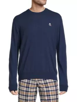 Свитер классического кроя из смесового льна Drifters Robert Graham, темно-синий