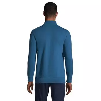 Свитер классической крои в рубчик с молнией на четверть Big & Tall Bedford Lands' End, черный