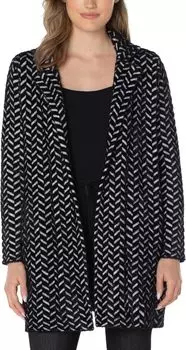 Свитер-кодиган с открытой передней частью Liverpool Los Angeles, цвет Black Herringbone