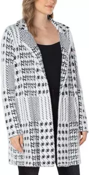 Свитер-кодиган с открытой передней частью Liverpool Los Angeles, цвет Black/White Mixed Plaid