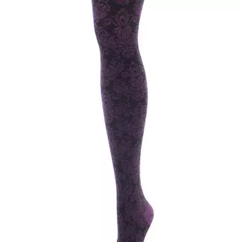 Свитер-колготки из хлопковой смеси с узором в стиле барокко MeMoi, цвет Grape Heather