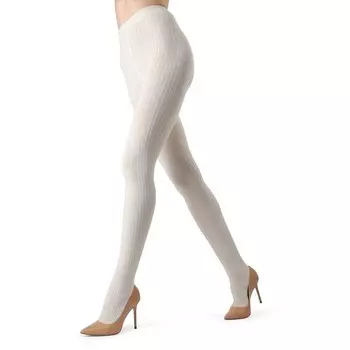 Свитер-колготки из смесового хлопка в рубчик Boston MeMoi, цвет Winter White