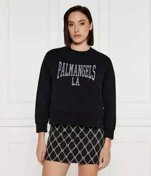 Свитер колледж классический экипаж Cropped fit Palm Angels, черный