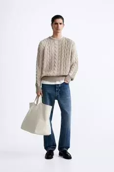 Свитер колор-блок из кабины ZARA, кэмел