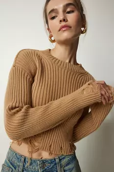 Свитер - Коричневый - Классический крой Happiness stanbul, коричневый