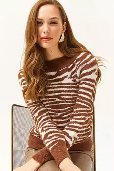 Свитер - Коричневый - Классический крой Olalook, коричневый