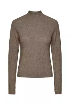 Свитер - Коричневый - Классический крой PIECES, коричневый