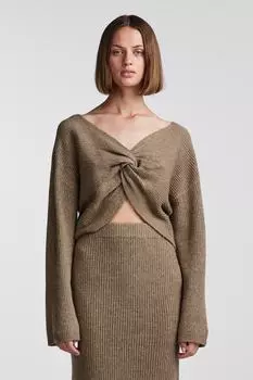 Свитер - Коричневый - Классический крой PIECES, коричневый