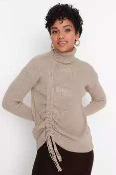 Свитер - Коричневый - Классический крой Trendyol, коричневый