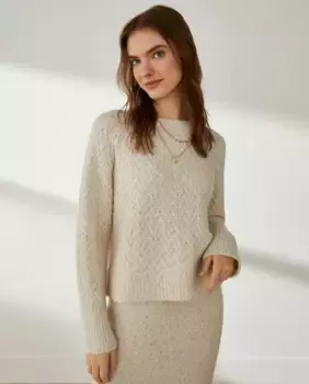 Свитер-коробка с блестящими ромбами Southern Cotton, цвет 120 Crudo