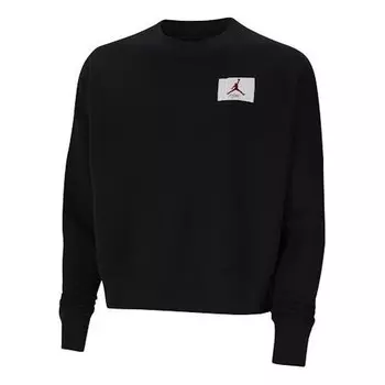 Свитер короткие с логотипом, круглый вырез, пуловер с капюшоном Air Jordan, черный