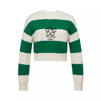 Свитер короткий Deep Breath в полоску, черно-белый