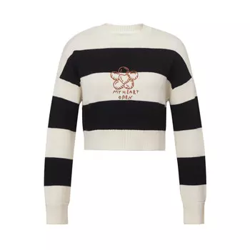 Свитер короткий Deep Breath в полоску, зеленый