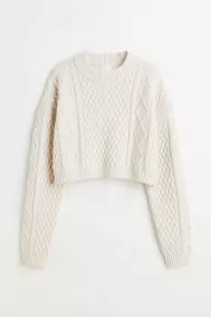 Свитер косички H&M, светлый экрю