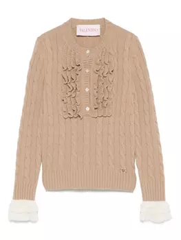 Свитер косичной вязки от Valentino Garavani, коричневый