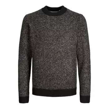 Свитер космической вязки с воротником-стойкой Jack & Jones, черный