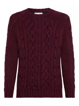 Свитер косой вязки Brunello Cucinelli, красный