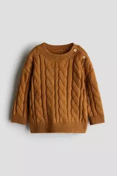Свитер косой вязки H&M, коричневый