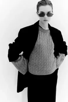 Свитер косой вязки H&M, серый