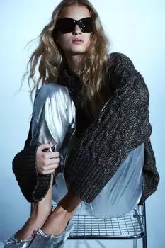 Свитер косой вязки H&M, серый