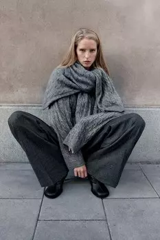 Свитер косой вязки H&M, серый