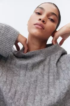 Свитер косой вязки H&M, серый