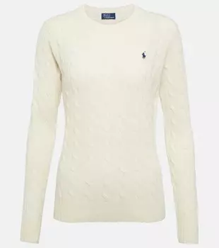 Свитер косой вязки из кашемира и шерсти POLO RALPH LAUREN, белый