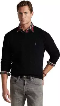 Свитер косой вязки из шерсти и кашемира Polo Ralph Lauren, цвет Polo Black