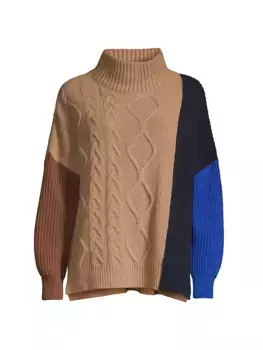 Свитер косой вязки Lambert с цветными блоками Weekend Max Mara, бежевый