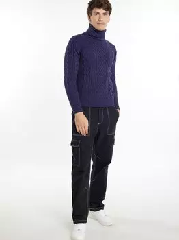 Свитер косой вязки Mo, синий