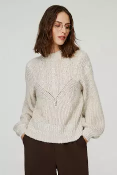 Свитер косой вязки Object, бежевый