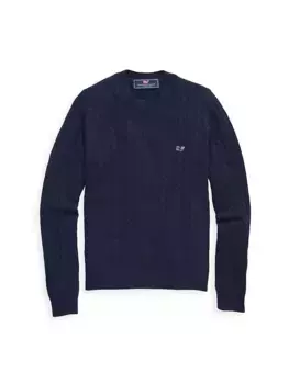 Свитер косой вязки с круглым вырезом для маленьких мальчиков и мальчиков Vineyard Vines, цвет nautical navy