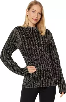 Свитер косой вязки с люрексом Blanc Noir, цвет Black/Gold