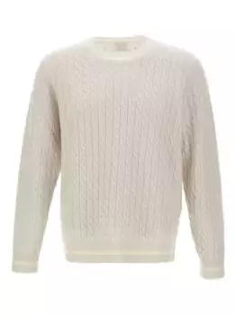 Свитер косовой вязки с ребристым краем Eleventy, нейтральный