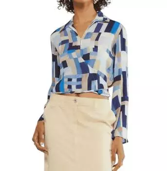 Свитер крест-накрест из вискозы синего цвета Ottod'ame