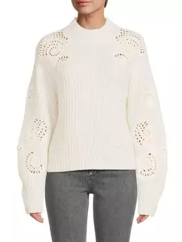 Свитер крючком из смесовой шерсти альпаки Vince, цвет Off White