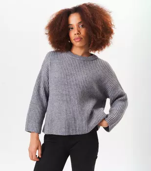 Свитер крупной вязки оверсайз Gini London, серый