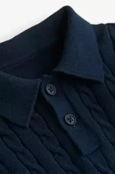 Свитер крупной вязки с воротником-поло H&M, синий