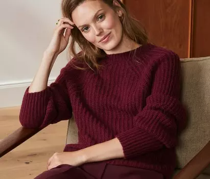 Свитер крупной вязки Tchibo, бордо красное
