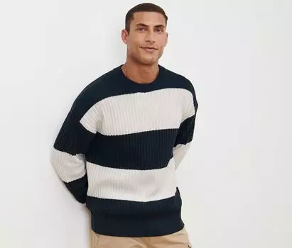 Свитер крупной вязки Tchibo, темно-белые полосы