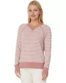 Свитер L.L.Bean Organic Cotton Slub Crew Neck Sweatshirt Sweater Stripe, цвет Rose Wash/Light Heather Grey