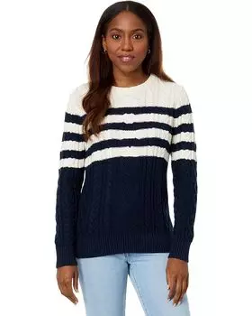 Свитер L.L.Bean Soft Cotton Fisherman Crew Neck Pattern, цвет Classic Navy Stripe