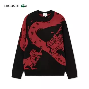Свитер Lacoste с круглым вырезом, черный / красный