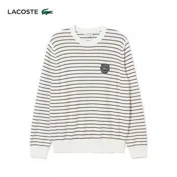 Свитер Lacoste в полоску, черный/белый